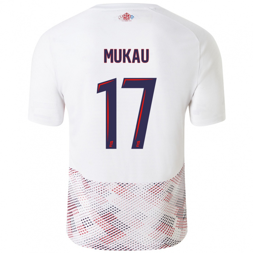 Kandiny Mujer Camiseta Ngal'ayel Mukau #17 Blanco Azul Real 2ª Equipación 2024/25 La Camisa Chile