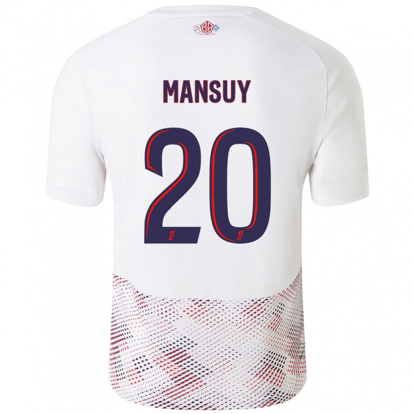 Kandiny Mujer Camiseta Heloise Mansuy #20 Blanco Azul Real 2ª Equipación 2024/25 La Camisa Chile