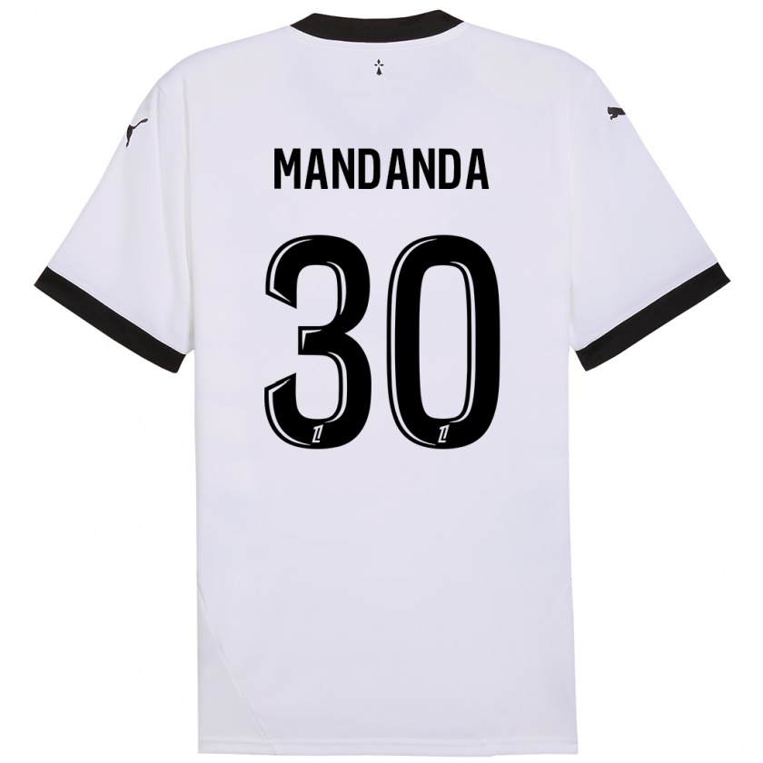 Kandiny Mujer Camiseta Steve Mandanda #30 Blanco Negro 2ª Equipación 2024/25 La Camisa Chile