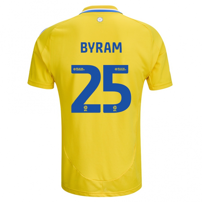 Kandiny Mujer Camiseta Sam Byram #25 Amarillo Azul 2ª Equipación 2024/25 La Camisa Chile