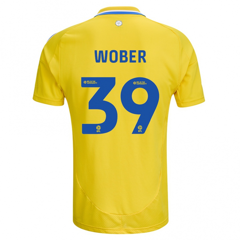 Kandiny Mujer Camiseta Maximilian Wöber #39 Amarillo Azul 2ª Equipación 2024/25 La Camisa Chile