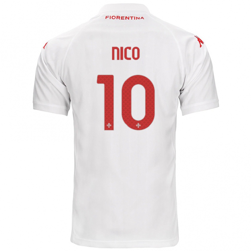 Kandiny Mujer Camiseta Nico González #10 Blanco 2ª Equipación 2024/25 La Camisa Chile