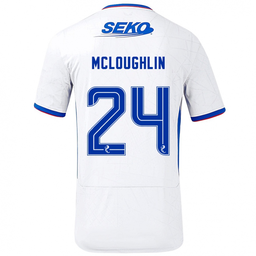 Kandiny Mujer Camiseta Olivia Mcloughlin #24 Blanco Azul 2ª Equipación 2024/25 La Camisa Chile