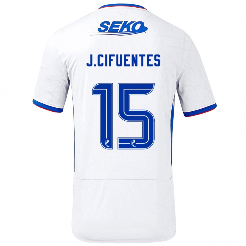 Kandiny Mujer Camiseta José Cifuentes #15 Blanco Azul 2ª Equipación 2024/25 La Camisa Chile