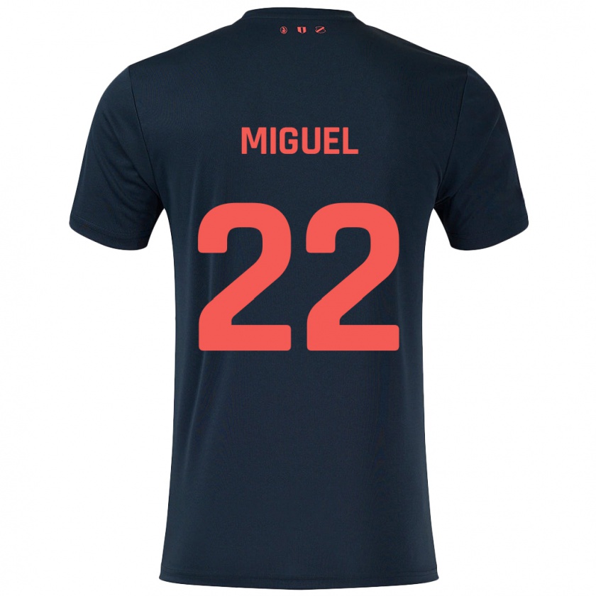 Kandiny Mujer Camiseta Miguel Rodríguez #22 Negro Rojo 2ª Equipación 2024/25 La Camisa Chile