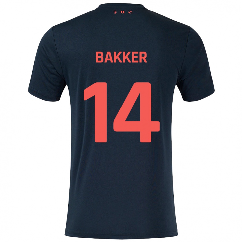 Kandiny Mujer Camiseta Eshly Bakker #14 Negro Rojo 2ª Equipación 2024/25 La Camisa Chile