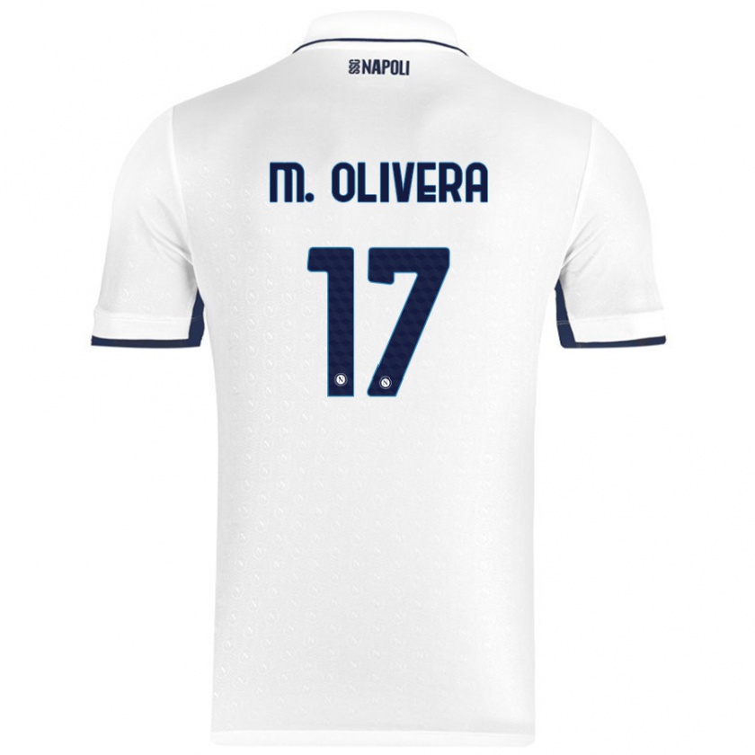 Kandiny Mujer Camiseta Mathías Olivera #17 Blanco Azul Real 2ª Equipación 2024/25 La Camisa Chile