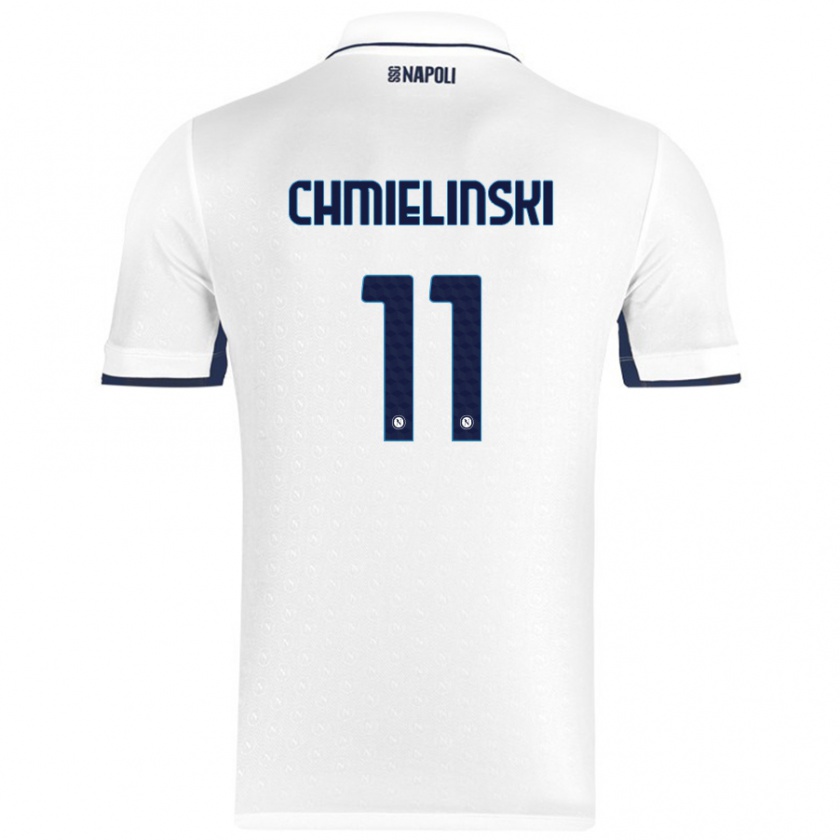 Kandiny Mujer Camiseta Gina Chmielinski #11 Blanco Azul Real 2ª Equipación 2024/25 La Camisa Chile