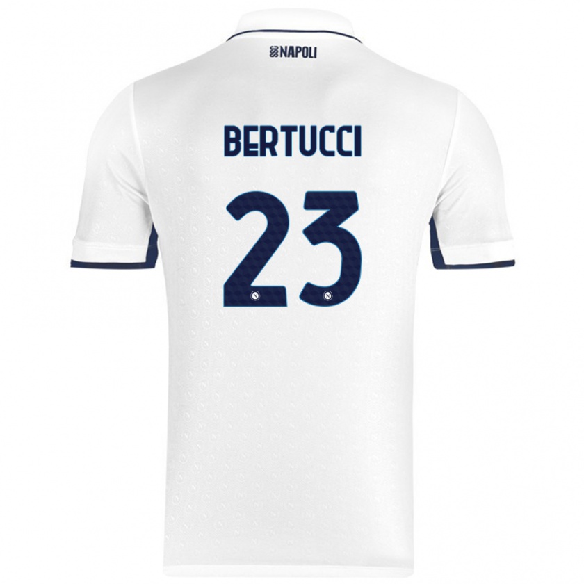 Kandiny Mujer Camiseta Sofia Bertucci #23 Blanco Azul Real 2ª Equipación 2024/25 La Camisa Chile