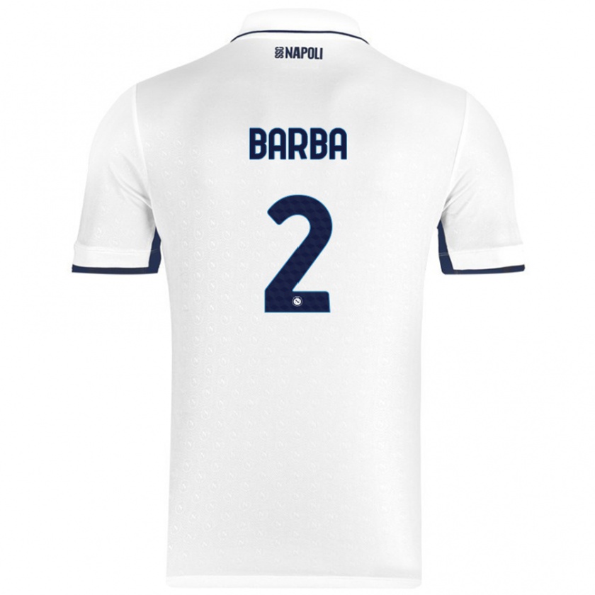 Kandiny Mujer Camiseta Benedetto Barba #2 Blanco Azul Real 2ª Equipación 2024/25 La Camisa Chile