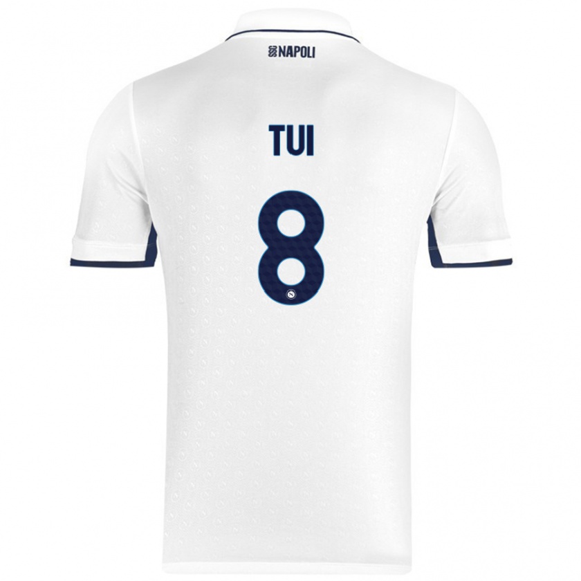 Kandiny Mujer Camiseta Sara Tui #8 Blanco Azul Real 2ª Equipación 2024/25 La Camisa Chile