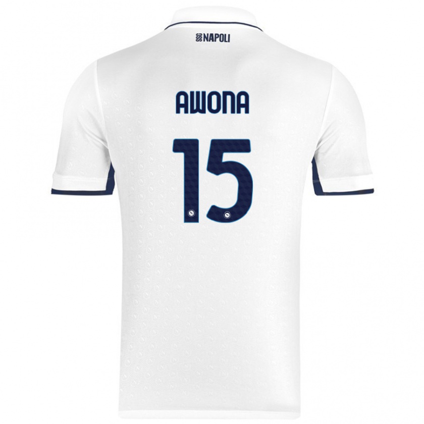 Kandiny Mujer Camiseta Aurelle Awona #15 Blanco Azul Real 2ª Equipación 2024/25 La Camisa Chile