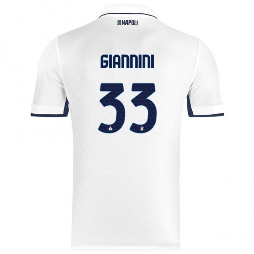 Kandiny Mujer Camiseta Enrico Giannini #33 Blanco Azul Real 2ª Equipación 2024/25 La Camisa Chile