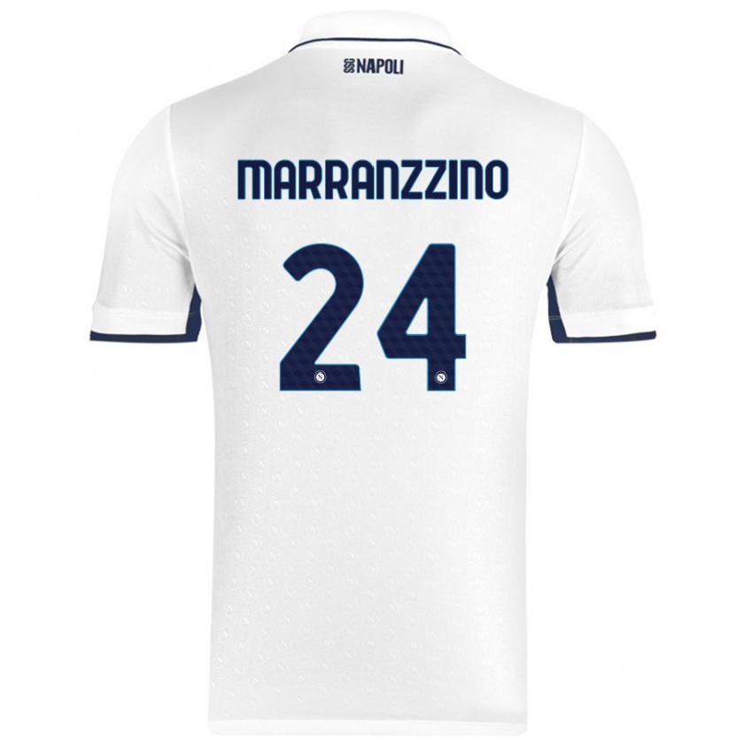 Kandiny Mujer Camiseta Pasquale Marranzzino #24 Blanco Azul Real 2ª Equipación 2024/25 La Camisa Chile