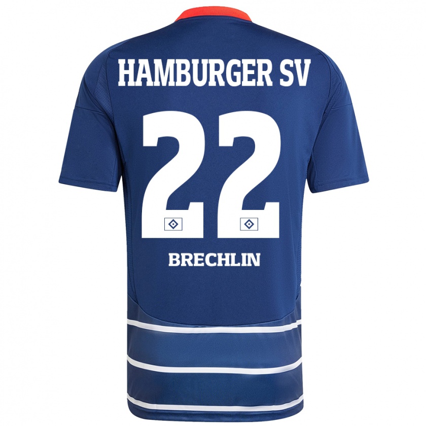 Kandiny Mujer Camiseta Bjarne Brechlin #22 Azul Oscuro 2ª Equipación 2024/25 La Camisa Chile