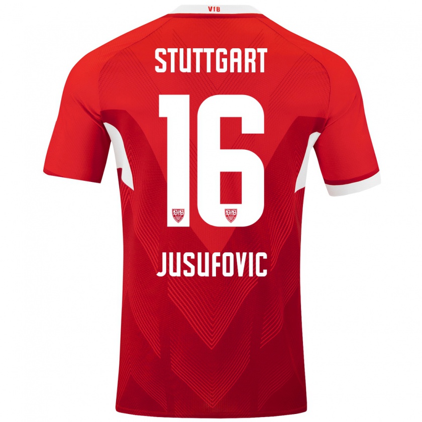 Kandiny Mujer Camiseta Farah Jusufović #16 Rojo Blanco 2ª Equipación 2024/25 La Camisa Chile