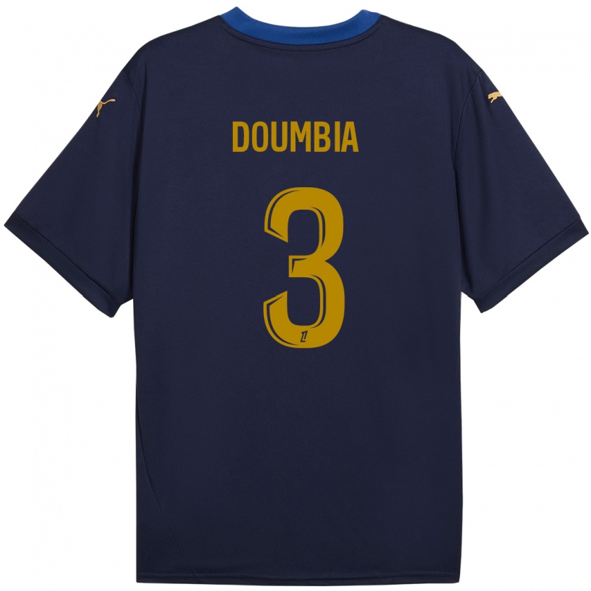 Kandiny Mujer Camiseta Kamory Doumbia #3 Azul Marino Dorado 2ª Equipación 2024/25 La Camisa Chile