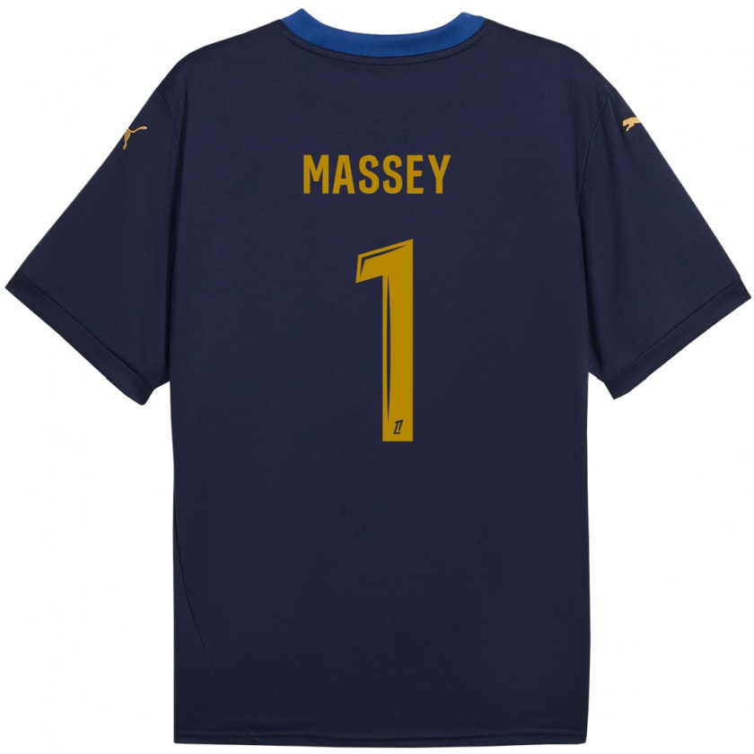 Kandiny Mujer Camiseta Kayza Massey #1 Azul Marino Dorado 2ª Equipación 2024/25 La Camisa Chile