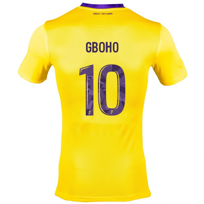 Kandiny Mujer Camiseta Yann Gboho #10 Amarillo Morado 2ª Equipación 2024/25 La Camisa Chile