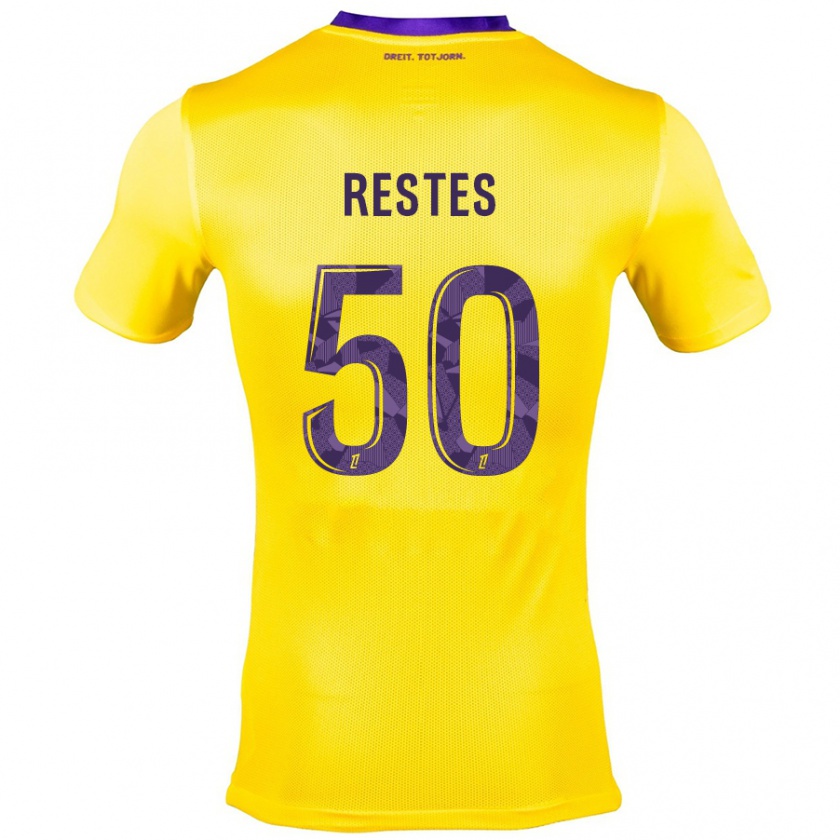 Kandiny Mujer Camiseta Guillaume Restes #50 Amarillo Morado 2ª Equipación 2024/25 La Camisa Chile