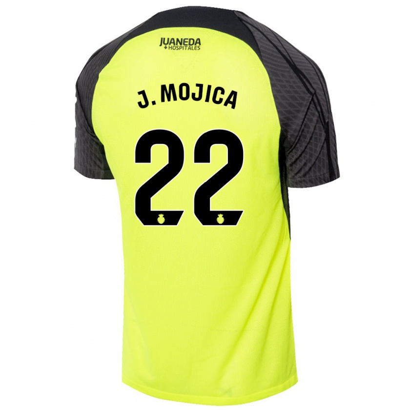 Kandiny Mujer Camiseta Johan Mojica #22 Verde Fluorescente Negro 2ª Equipación 2024/25 La Camisa Chile