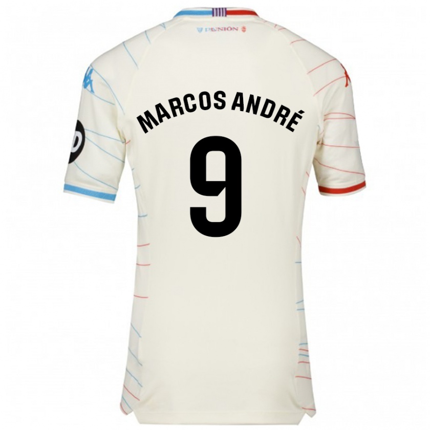 Kandiny Mujer Camiseta Marcos André #9 Blanco Rojo Azul 2ª Equipación 2024/25 La Camisa Chile