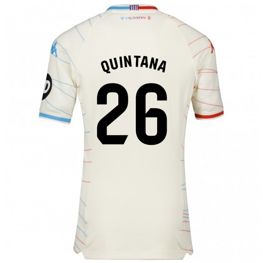 Kandiny Mujer Camiseta Alberto Quintana #26 Blanco Rojo Azul 2ª Equipación 2024/25 La Camisa Chile