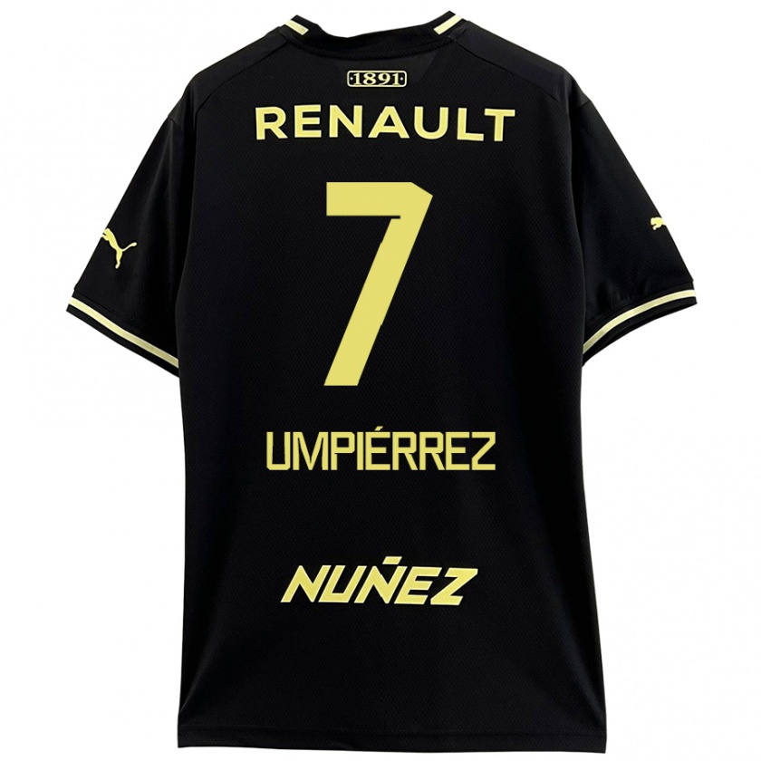 Kandiny Mujer Camiseta Leandro Umpiérrez #7 Negro Amarillo 2ª Equipación 2024/25 La Camisa Chile