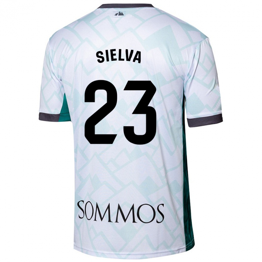 Kandiny Mujer Camiseta Óscar Sielva #23 Blanco Verde 2ª Equipación 2024/25 La Camisa Chile