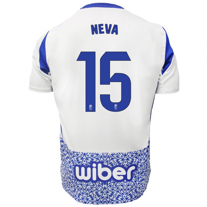 Kandiny Mujer Camiseta Carlos Neva #15 Blanco Azul 2ª Equipación 2024/25 La Camisa Chile