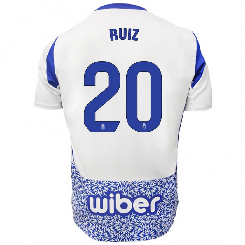 Kandiny Mujer Camiseta Sergio Ruiz #20 Blanco Azul 2ª Equipación 2024/25 La Camisa Chile