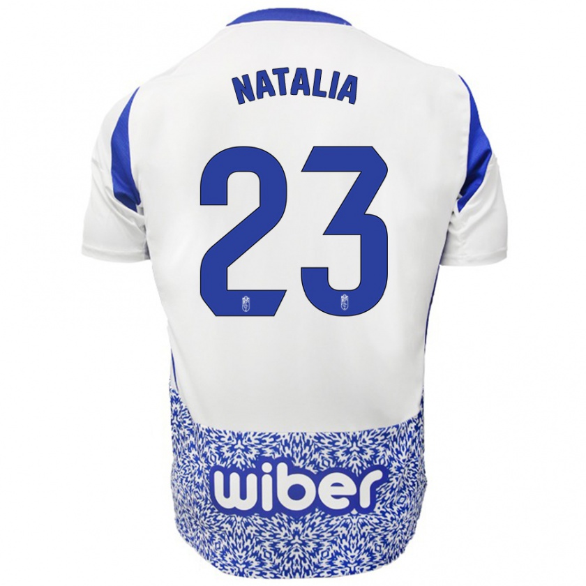 Kandiny Mujer Camiseta Natalia #23 Blanco Azul 2ª Equipación 2024/25 La Camisa Chile