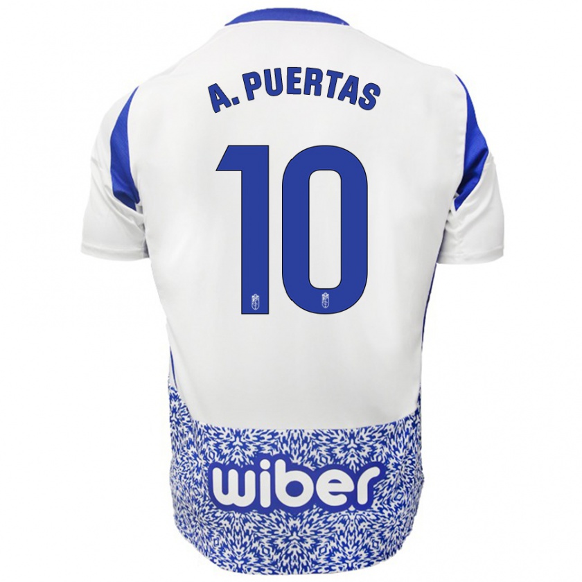 Kandiny Mujer Camiseta Antonio Puertas #10 Blanco Azul 2ª Equipación 2024/25 La Camisa Chile