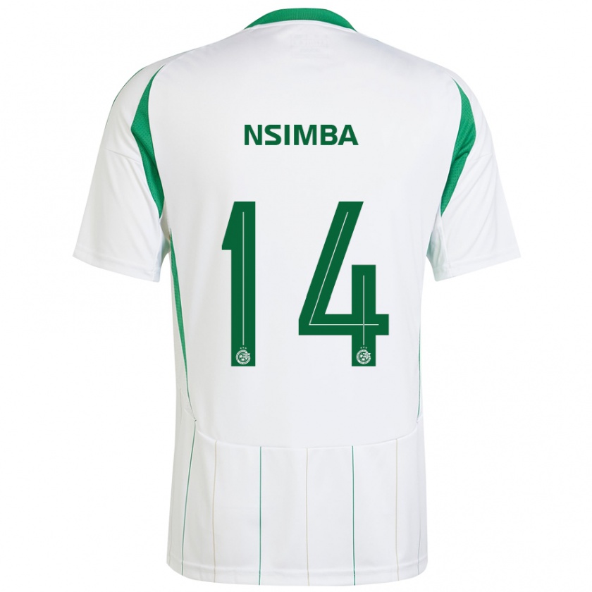 Kandiny Mujer Camiseta Vital Nsimba #14 Blanco Verde 2ª Equipación 2024/25 La Camisa Chile