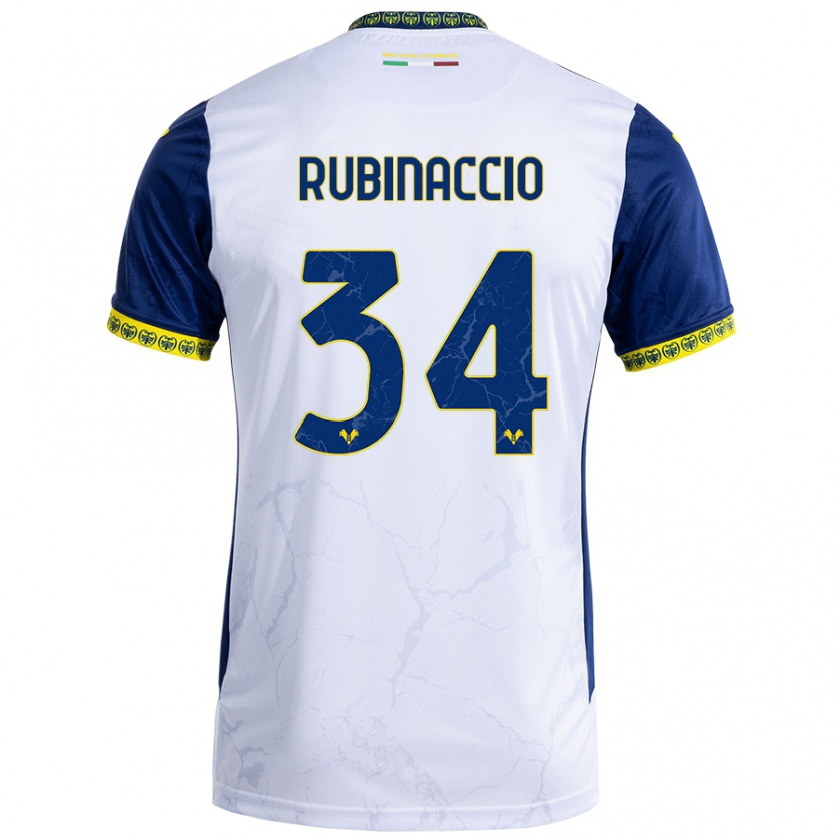 Kandiny Mujer Camiseta Nikol Rubinaccio #34 Blanco Azul 2ª Equipación 2024/25 La Camisa Chile