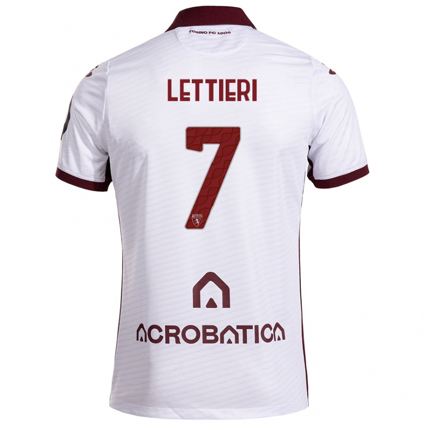 Kandiny Mujer Camiseta Jessica Lettieri #7 Blanco Granate 2ª Equipación 2024/25 La Camisa Chile