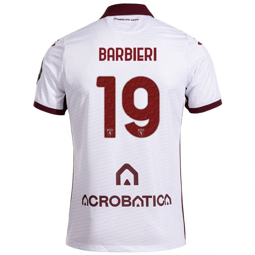 Kandiny Mujer Camiseta Raffaella Barbieri #19 Blanco Granate 2ª Equipación 2024/25 La Camisa Chile