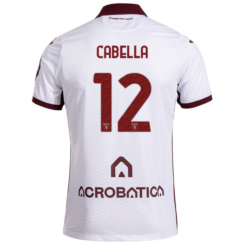 Kandiny Mujer Camiseta Matteo Cabella #12 Blanco Granate 2ª Equipación 2024/25 La Camisa Chile