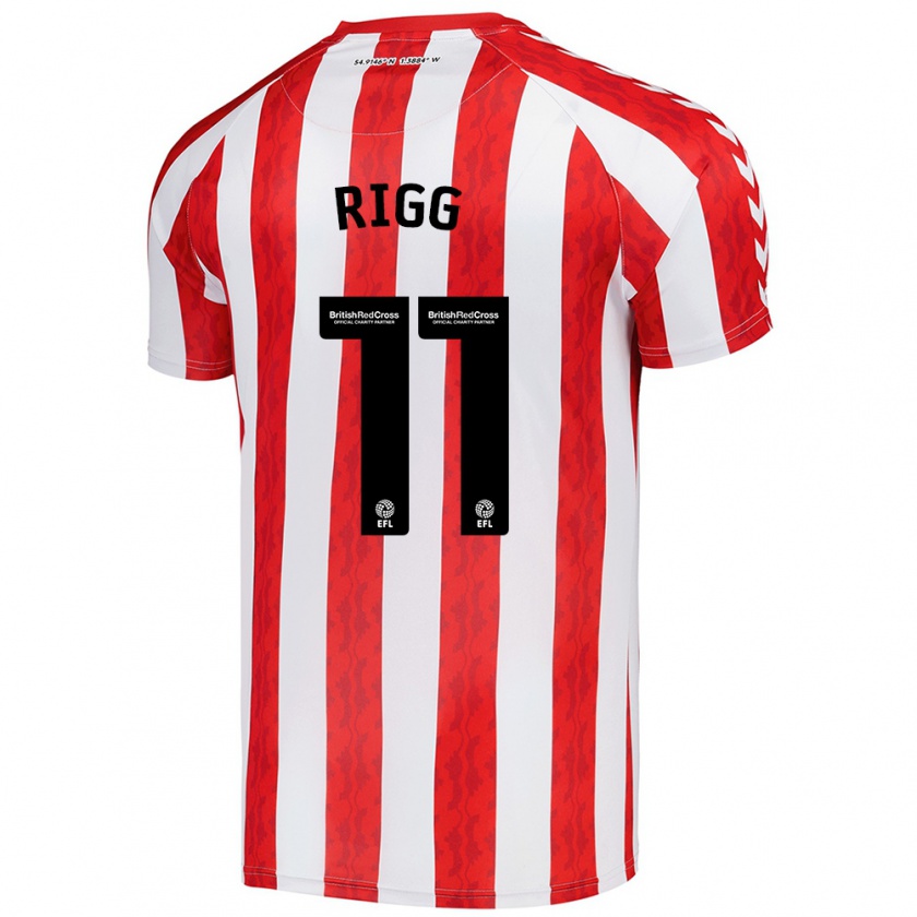 Kandiny Niño Camiseta Chris Rigg #11 Rojo Blanco 1ª Equipación 2024/25 La Camisa Chile