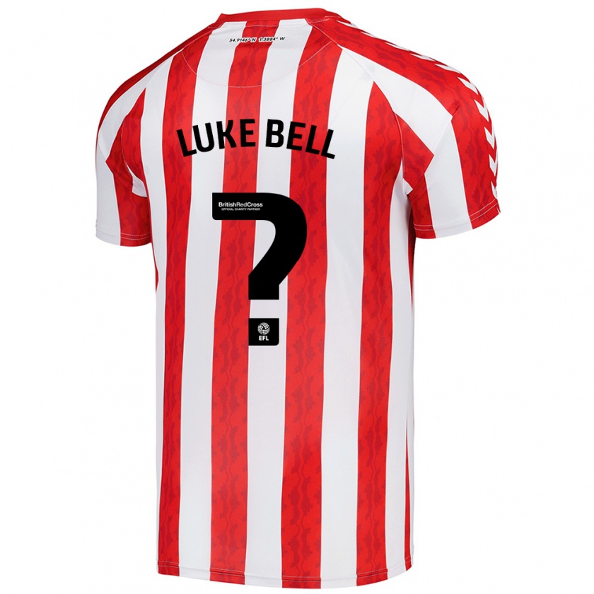 Kandiny Niño Camiseta Luke Bell #0 Rojo Blanco 1ª Equipación 2024/25 La Camisa Chile