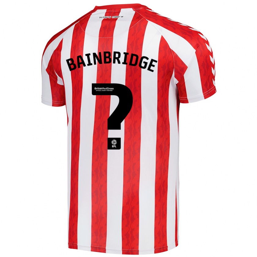 Kandiny Niño Camiseta Oliver Bainbridge #0 Rojo Blanco 1ª Equipación 2024/25 La Camisa Chile