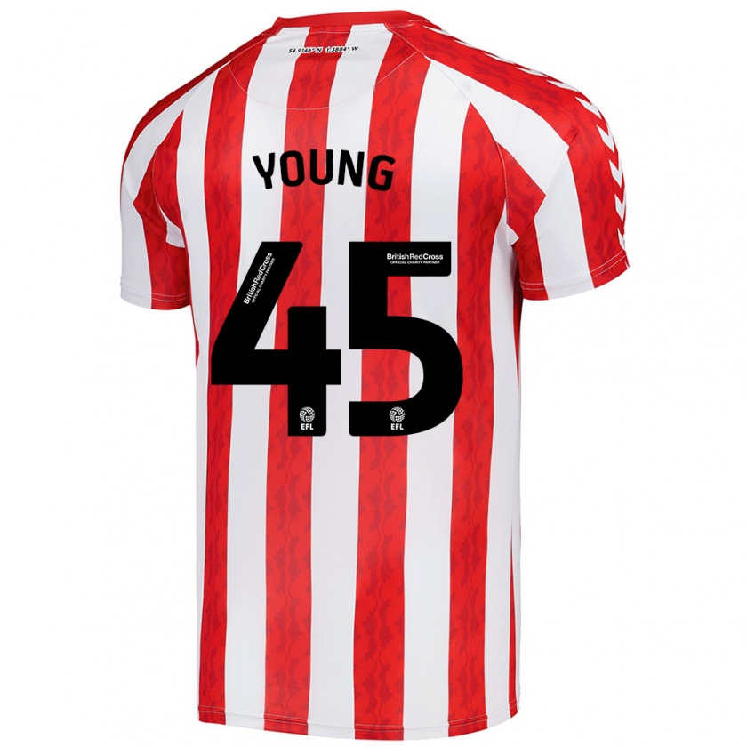 Kandiny Niño Camiseta Matthew Young #45 Rojo Blanco 1ª Equipación 2024/25 La Camisa Chile