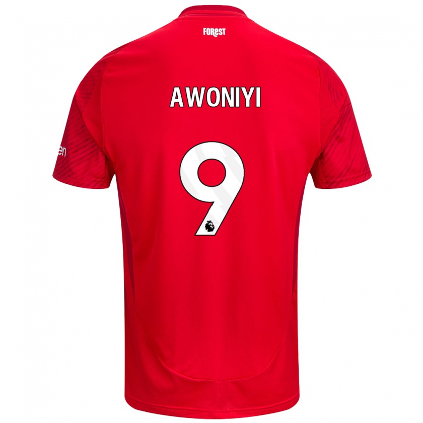 Kandiny Niño Camiseta Taiwo Awoniyi #9 Rojo Blanco 1ª Equipación 2024/25 La Camisa Chile