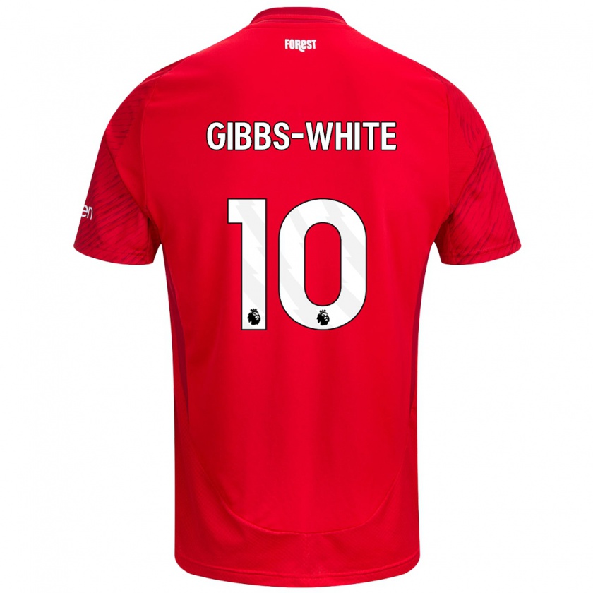 Kandiny Niño Camiseta Morgan Gibbs-White #10 Rojo Blanco 1ª Equipación 2024/25 La Camisa Chile