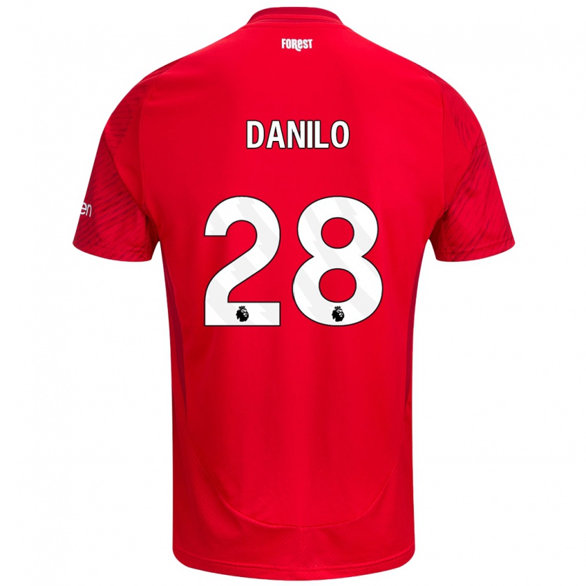 Kandiny Niño Camiseta Danilo #28 Rojo Blanco 1ª Equipación 2024/25 La Camisa Chile