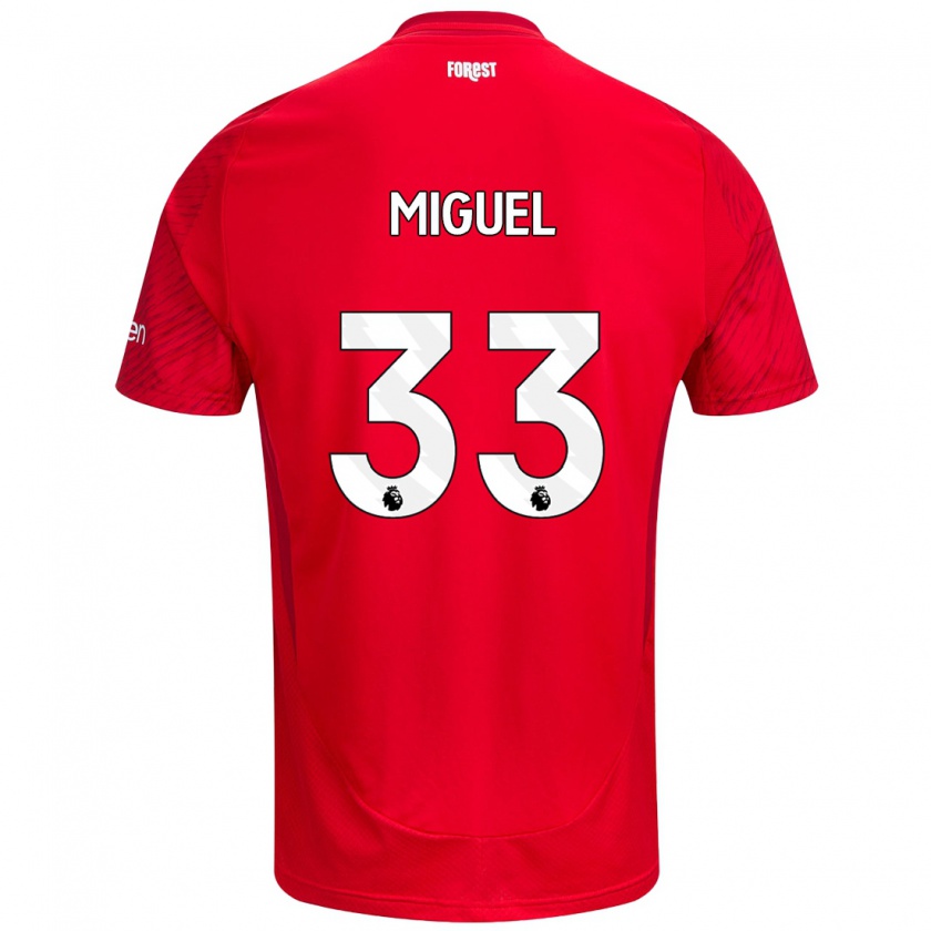 Kandiny Niño Camiseta Carlos Miguel #33 Rojo Blanco 1ª Equipación 2024/25 La Camisa Chile