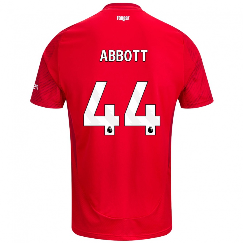 Kandiny Niño Camiseta Zach Abbott #44 Rojo Blanco 1ª Equipación 2024/25 La Camisa Chile