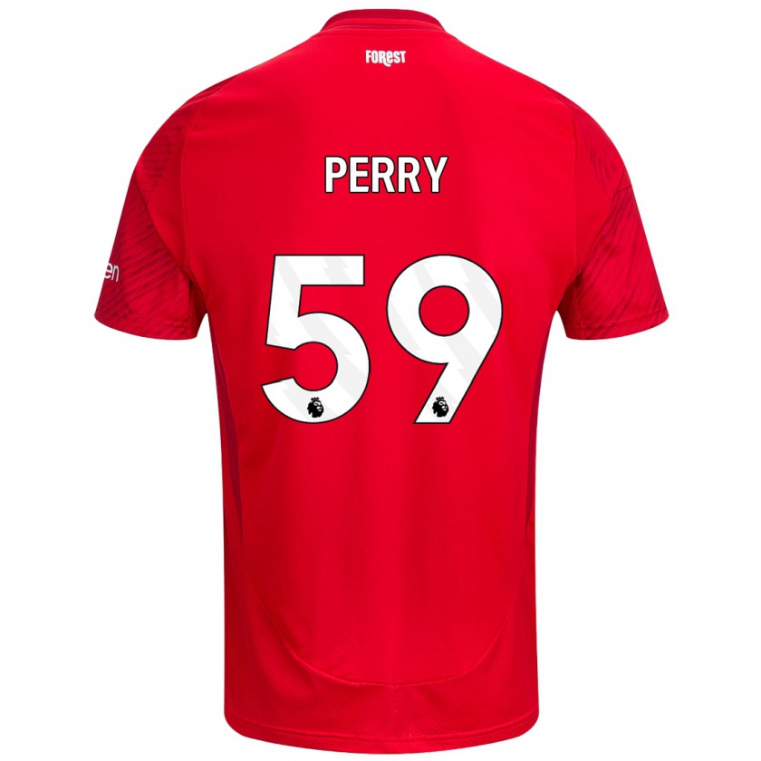 Kandiny Niño Camiseta Ben Perry #59 Rojo Blanco 1ª Equipación 2024/25 La Camisa Chile