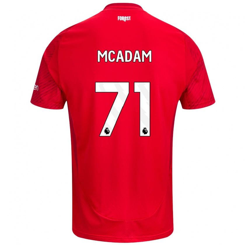 Kandiny Niño Camiseta Kyle Mcadam #71 Rojo Blanco 1ª Equipación 2024/25 La Camisa Chile