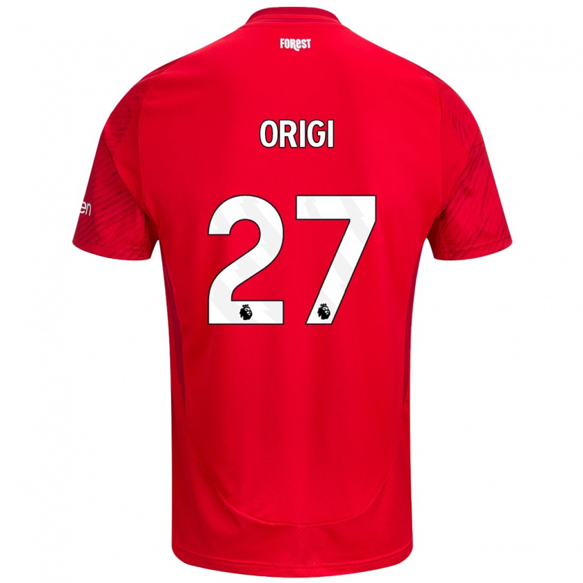 Kandiny Niño Camiseta Divock Origi #27 Rojo Blanco 1ª Equipación 2024/25 La Camisa Chile